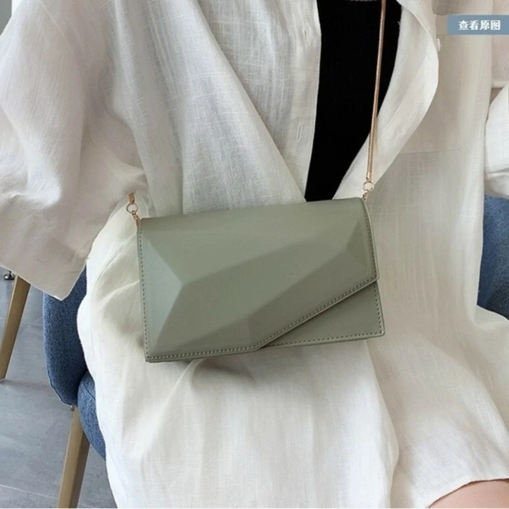 Geometric Clutch Bag Gold Chain Shoulder‎ Crossbody Evening Bag Women